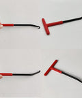 Pair of rubber-coated red T-handle exhaust spring puller tools with black hooked rods for motorcycle springs (2 pcs)