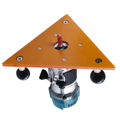 Built Like A Tank Smooth Operator Router Base Plate Fits 65Mm Trimmers, durable bakelite triangular plate with trimmer attached.