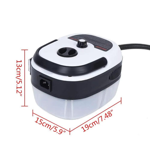 Beast 2500W High Temperature Handheld Steam Cleaner with dimensions, highlighting multi gear settings and portable design.
