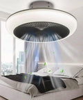 Bladeless 18 Inch Ceiling Fan With Light, Remote, Flush Mount Low Profile, bedroom installation with airflow and LED light