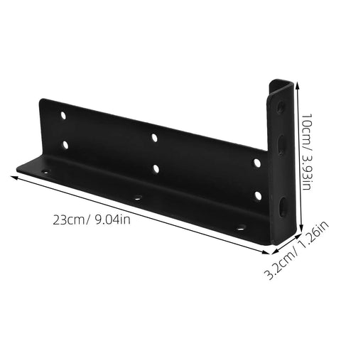 Heavy Duty Floating Shelf Brackets 2 Pack Wall Mounted Iron Brackets In Black with dimensions for 3cm panels