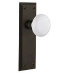 White Porcelain Round Door Knob With Plate And Interior Latch Set, Vintage Style Door Hardware For 1 3/8 To 1 3/4 Inch Doors