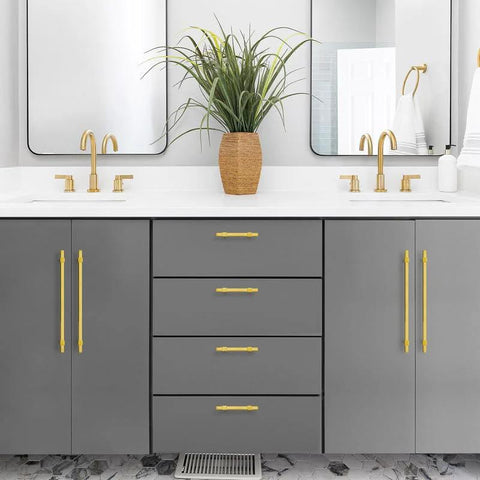 Gold Cabinet Handles Set 25 Pack 10 Inch Hole Center Stainless Steel Drawer Pulls For Cabinets Kitchen Hardware Modern Design