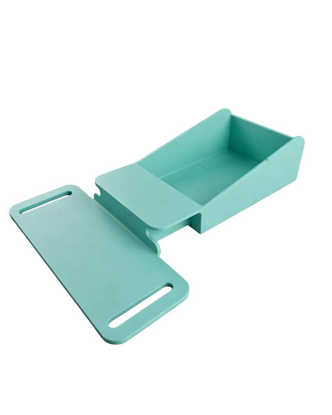 Keep Your Packing Game Strong With This Compact And Efficient Slick Thermal Printer Stand That Makes Feeding Fan Fold Shipping Labels A Breeze All Day Long, teal plastic organizer for labels.