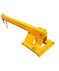 Forklift Jib Boom Crane With 6000 Lb Capacity, Adjustable Telescopic Boom, Dual Hook Hoist, 0 To 75 Degree Tilt, Rock Solid Steel Mobile Crane Rig - yellow steel jib boom with adjustable arm.