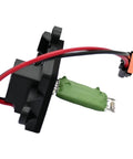 Front Manual Control Blower Motor Resistor Replacement For GMC Sierra Yukon XL Chevy Avalanche Silverado Suburban 1500 2500 3500 Classic Tahoe 2003 2004 2005 2006 2007 Fan Control Module Direct Fit showing side view with green resistor and wiring.