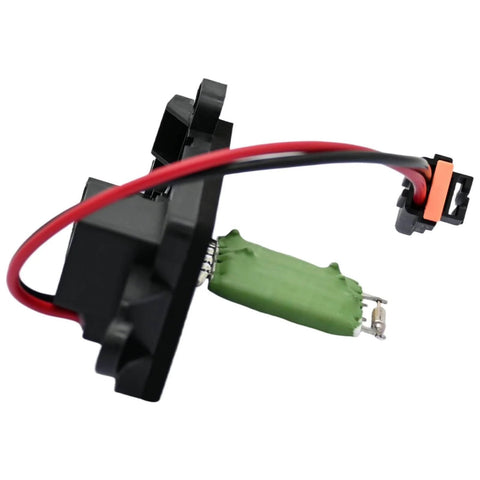 Front Manual Control Blower Motor Resistor Replacement For GMC Sierra Yukon XL Chevy Avalanche Silverado Suburban 1500 2500 3500 Classic Tahoe 2003 2004 2005 2006 2007 Fan Control Module Direct Fit showing side view with green resistor and wiring.