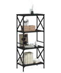 Dope 4 Tier Industrial Bookcase Black With Engineered Wood And Metal Frame For Living Room And Office Modern Loft Style Display Shelf Sturdy Storage Organizer 23.2x13.8x52 Inches with decor items