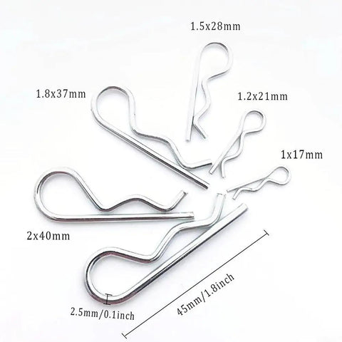 Must Have Heavy Duty 100 Pcs Carbon Steel Zinc Plated Hitch Pin Clip Set With Storage Box 6 Sizes From M1 To M2.5