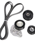 Heavy Duty Drive Belt Tensioner Kit For Mercedes Benz W203 W204 C230 C280 C300 C350 CLK280 Plus Part Numbers 2722000270 0019931896 0002020919 black belt and pulley set