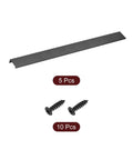 Hidden Drawer Edge Pulls 5 Pack 500mm Aluminum Alloy Back Mount Finger Pulls for Cabinets with screws, sleek black tab handle