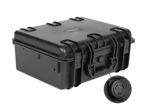Built Tough Weatherproof Hard Case With Customizable Foam Insert Shockproof IP67 Dust And Water Guard Up To 1 Meter For 30 Minutes 28.5 Liter Capacity 19x16x8 Inches Ultraviolet And Impact Resistant Black