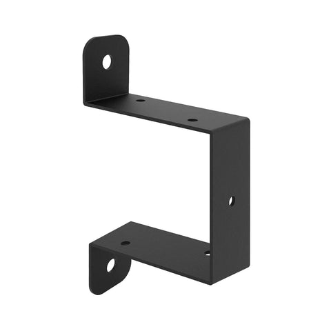 4 Pack Square Tube Strap Clamp Set For 4x4 Posts, Heavy Duty U Shape Bracket Clamp With Powder Coat, black corner view.