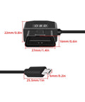 OBD2 To Micro USB Power Cable For Dash Camera 24 Seven Hardwire Charger with dimensions and close-up of connectors