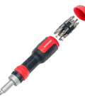 Ratcheting Screwdriver Set 13 In 1 All In One Multi Bit Tool with Torx Security, Flat Head, Phillips, Hex, Square, and Nut Driver
