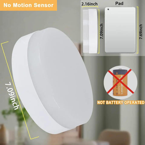 Remote Controlled Dimmable Flush Mount LED Ceiling Light, size comparison with tablet, not battery operated, no motion sensor