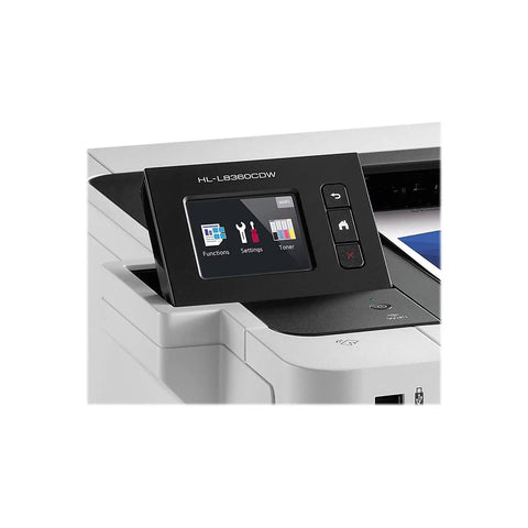 Close-up of control panel on High Output Color Laser Printer With Frictionless Wireless Connection And Automatic Duplex Printing.