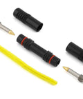 Racer Pro Bike Patch Tool Boasts Twin Tube Magazine With Four Preloaded Plugs For Swift Fix Flats Anywhere Built From Machined USA Billet Aluminum and Stainless Steel Tips