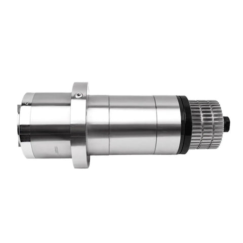 Top Shelf CNC Belt Driven Spindle Assembly With Automatic Tool Changer slick six thousand RPM speed, side view showing polished metal body.