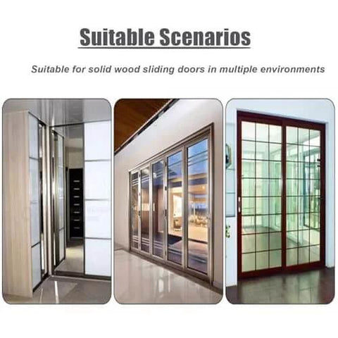 Beefed Up Heavy Duty Aluminum Sliding Barn Door Hardware Kit in various room settings