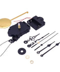 DIY Clock Repair Kit With Sweeping Pendulum Movement, parts displayed including golden pendulum and black clock hands.