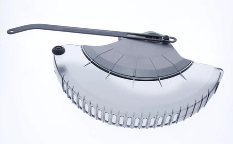 Premium Miter Saw Blade Guard And Safety Shield Straight Up Solid Replacement For R4210 Saw, clear plastic guard for debris protection.