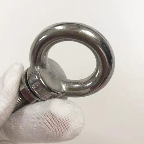 Heavy Duty Stainless Steel Shoulder Eye Bolts 4 Pack M8 Eyebolt Set With Nuts And Washers 5 16 Inch By 1.18 Inch Lifting Rings Built For Secure Load Handling And Rugged Quick Hookups 30mm Thread Length, 304 stainless steel M8 shoulder eye bolt in hand
