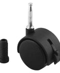 Swivel Stem Caster Wheels with Brake 2set for Furniture and Bed Frames, black wheel with metal stem and brake.