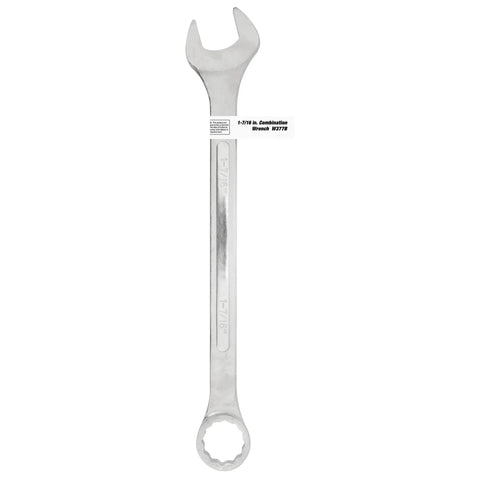 Jumbo 1 7 16 Inch 12 Point Combo Wrench Satin Chrome Finish, chrome plated, rust resistant, raised panel design for tough torque tasks