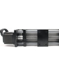 Side view of Beefy Pro Grade 100mm Travel Linear Rail Guide With Dual Optical Axis And SFU1605 Ballscrew Nema 23 Stepper Motor