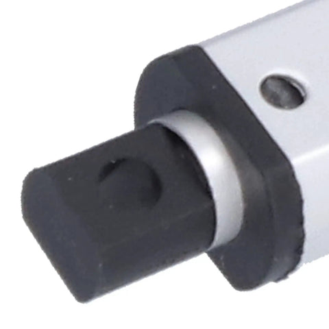 Close-up of end tip on Beefy Mini Electric Linear Actuator 12V DC With Built In Limit Switch High Speed Low Noise Waterproof Outdoor Ready