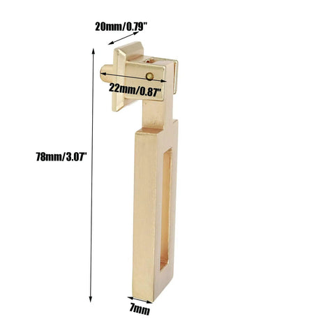 Side view of sleek Chinese style cabinet pulls with matte gold finish brushed brass look zinc alloy handles, dimensions labeled.