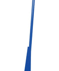 Heavy Duty Steel Pry Lever Bar With Five Foot Reach And Five Thousand Lb Capacity Built Like A Tank For Dock Workers And Riggers Demanding Real Ergonomic Relief Blue standing upright with red wheels