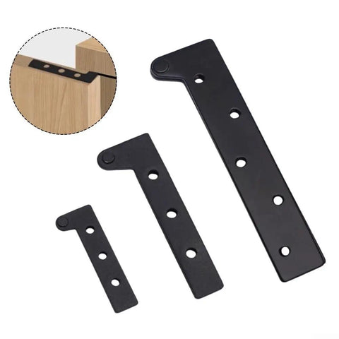 Heavy Duty Stainless Steel Cabinet Hinges Delivering 360 Degree Smooth Swivel Rotation For Wardrobe Doors showing three sizes of black mounting hinges.