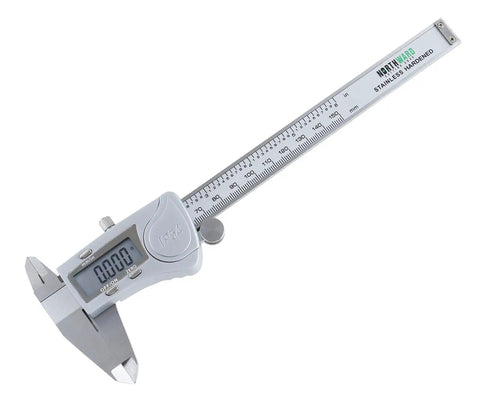Digital Caliper 0 To 6 Inches 0 To 150 Millimeters With 0.0005 Inch 0.01 Millimeter Resolution Large LCD IP54 Water Resistant No Nonsense Tough Tool For Pros 4 Way Inside Outside Depth And Step Measurements Made With Hardened Stainless Steel