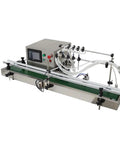 No Fuss High Performance Desktop Automatic Liquid Filling Machine With Pneumatic Conveyor And Four Head Magnetic Pump Adjustable 10 1000 ML Capacity slick stainless steel design.