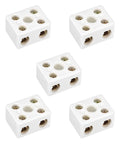 uxcell 2-way white ceramic terminal blocks for electrical wire, porcelain connectors, set of 5