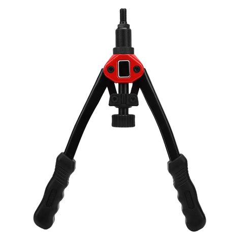 Heavy Duty 320mm Rivet Nut Tool Kit For M3 To M12 Rivet Nuts All In One Rivnut Setter, front view of metal tool with red and black handles