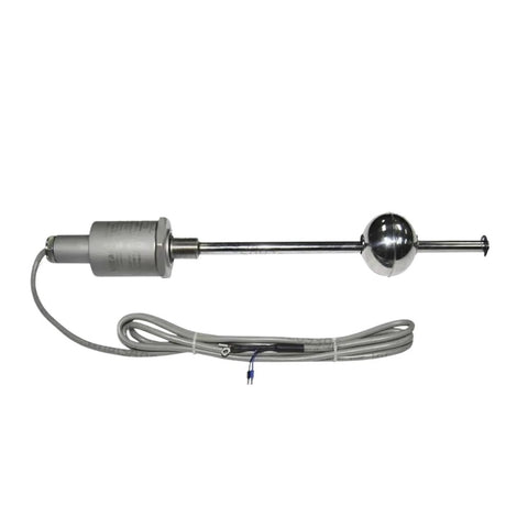 Magnetostrictive liquid level sensor with intrinsically safe design and stainless steel rod, spherical float