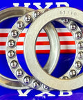 51110 Thrust Bearing 50x70x14mm in chrome steel, showing rings and balls against a branded background