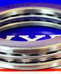 51110 Thrust Bearing 50x70x14mm chrome steel, side view of thrust ball bearing, shows layered structure on branded surface