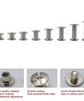 Top Shelf Nickel Plated Chicago Screws, 110 Piece Assorted Kit With 8 Smooth Round Flat Heads, set of nickel plated screws in various lengths.