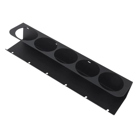 Top Notch Wall Mount Storage Rack For Spray Bottles And Pneumatic Gear Carbon Steel Garage Organizer with four circular slots.