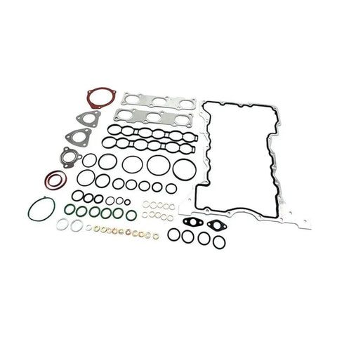 Ready To Bolt Full Head Gasket Set For 2014 Through 2019 Jeep Cherokee And Ram 1500 With 3.0L V6 Doht Engine components laid out.