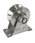Front view of Stainless Steel 2 Inch Sliding Gate V Groove Roller Bearings Pulley Wheels With Bracket For Track Rail System
