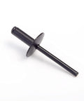 All Black Large Flange Blind Rivets Set Aluminum Body With Steel Mandrel One Eighth Inch Diameter One Half Inch Grip Length Flange