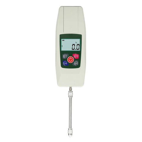 Pro Grade Digital Force Gauge Push Pull Tester Dynamometer For Tension And Pressure, 2N Range, 0.2kg, 0.45lb, Portable Handy Meter For Electronics, Auto Parts, Industrial Testing Gear, front view with probe