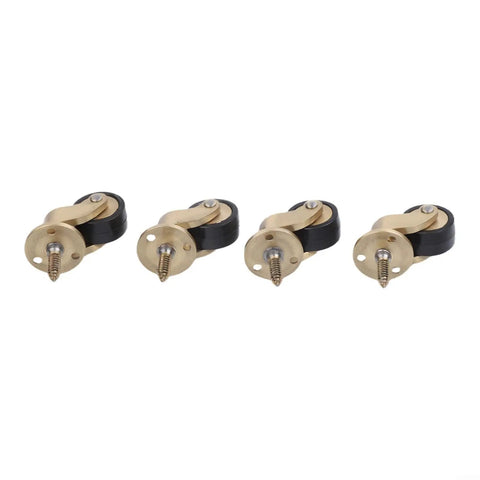 360° Silent Brass Furniture Casters 4-Pack Wheels 360° Silent, set of four brass swivel casters with black wheels.