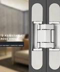 Heavy Duty Invisible Concealed 3 Way Adjustable Butt Hinge For Wooden Doors With 180 Degree Opening Zinc Aluminum Alloy 6 By 2.5 By 1 Inch Built To Last Easy Install For Commercial Residential Industrial Doors