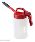 3 Quart and 1 Liter Drum for Safe Oil Storage, Leak Proof Heavy Duty Industrial Grade Canister 101003, Rugged Storage Container for Garage or Workshop, Ideal for Motor Oil, Lubricants, and Fluids. White plastic drum with red handle and spout, lid not included.